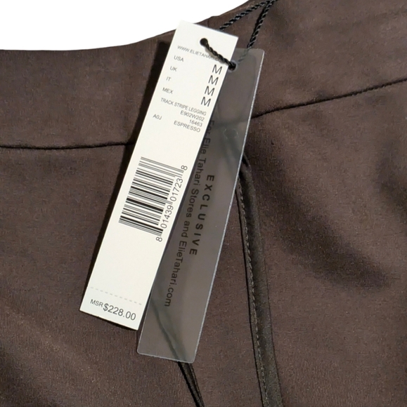 Elie Tahari Pants Espresso Track Stripe Stretchy Fall Legging - Athleisure $228 - Picture 7 of 9